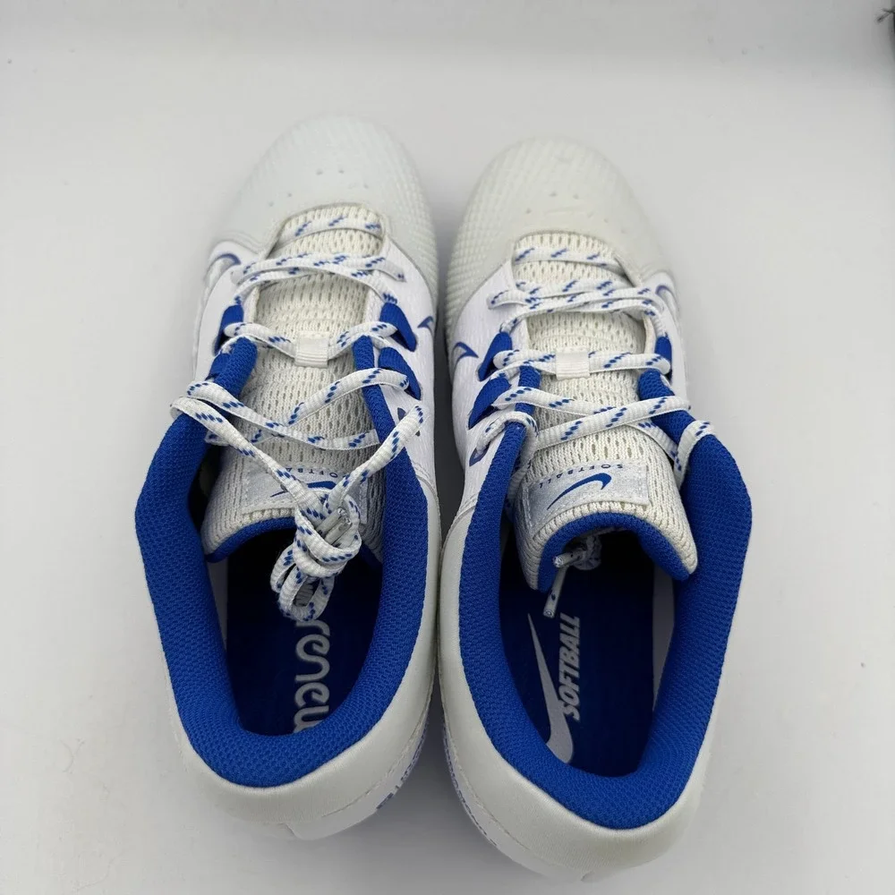 Nike Hyperdiamond 4 Pro Shoes Womens Size 12 White Blue Softball FZ0922-103